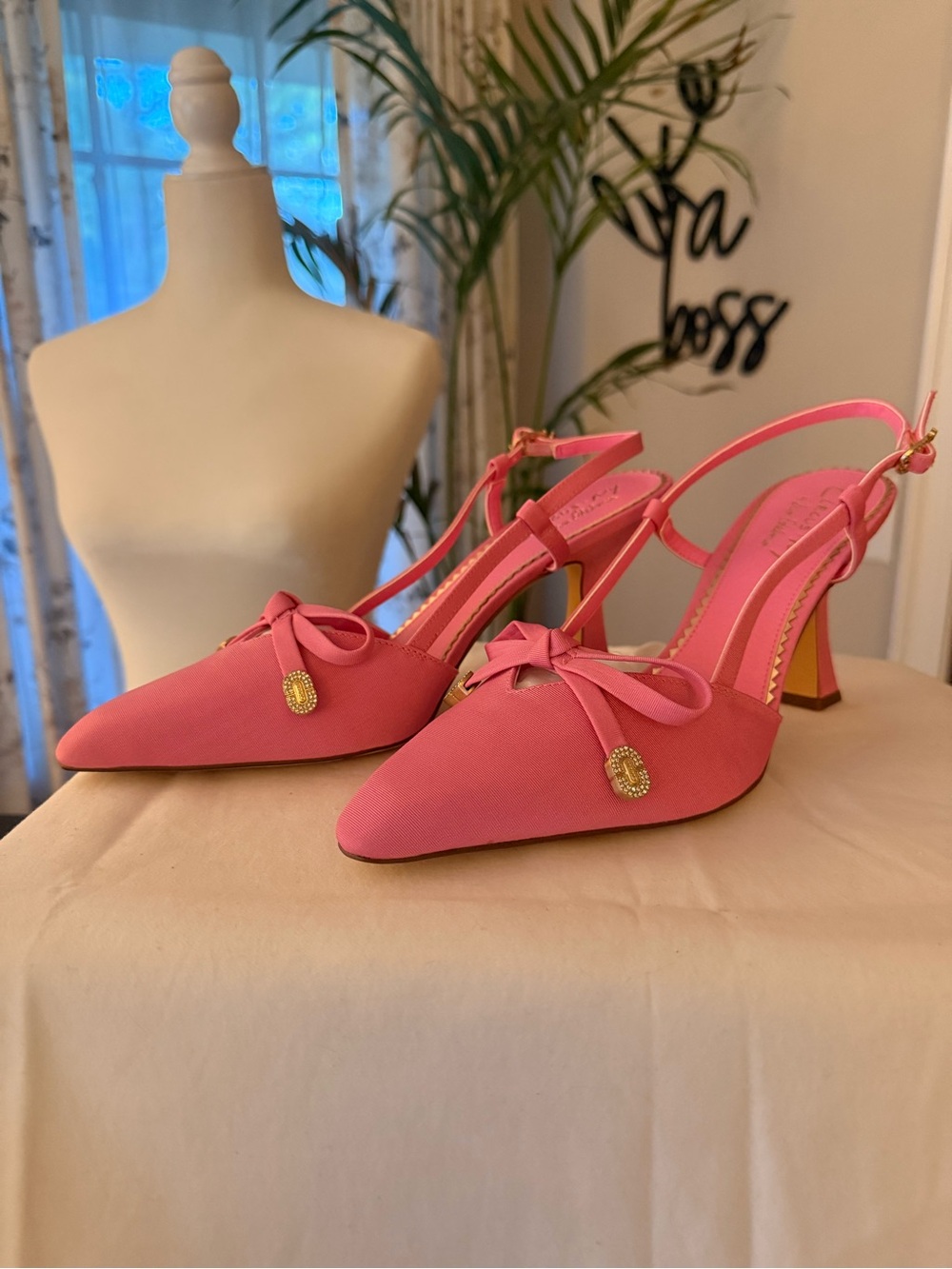 Sam Edelman Women's Pink Slingback Pointed Toe Heels